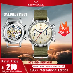 Seaghydr-Montre Pilote Mécanique ST1901 Édition Internationale pour Homme, Montre-Bracelet Chronographe Rétro, Air Force, Aviation, Nouveau, 1963