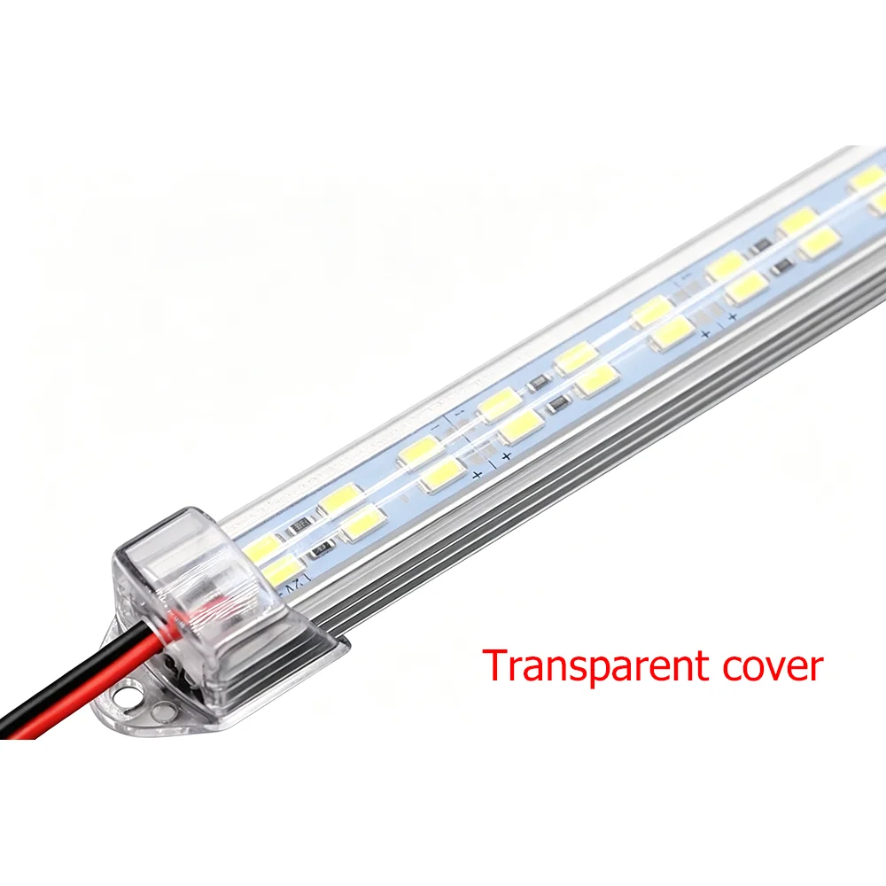 Super Bright DC12V 24V LED Hard Rigid Strip SMD 5730 72LEDs Double Row LED Bar Light With Waterproof PC Cover 3000k 4000k 50cm