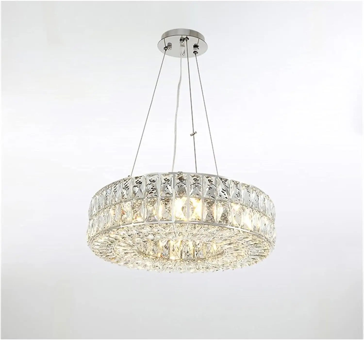 

LED Modern Chandelier Lamp, Modern Chandelier Lighting for Dining Room Round Chrome Crystal Lamp Living Room Kitchen Island