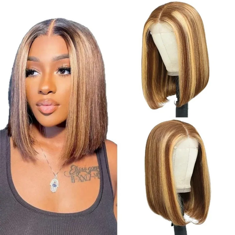 

Korean-style cute bob for women, lace front synthetic fiber full wig