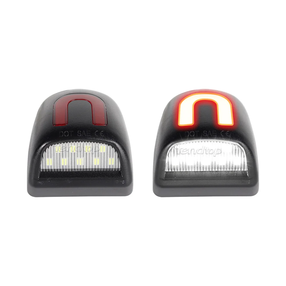 2PCS Red White LED License Plate Lights For Chevrolet Silverado GMC Sierra 1500 2500 3500 Truck Rear Bumper Number Light