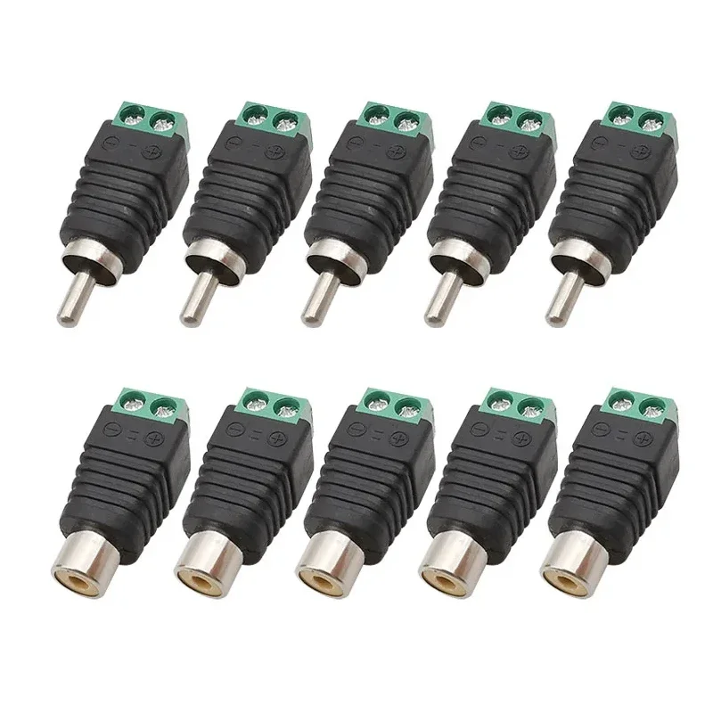 Male Female Phono RCA Plug Terminals Adapter Solderless AV Screw Connector for Audio Video Balun Speaker CCTV Camera LED Lights