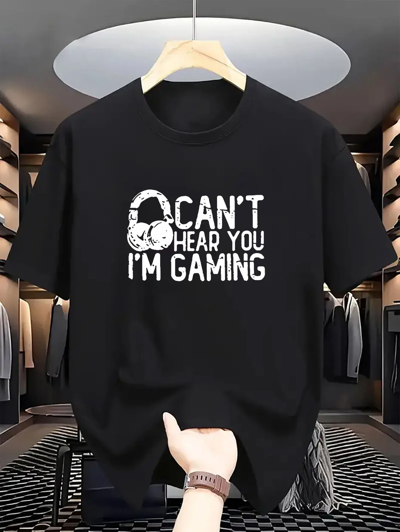 

Can't Hear You, I'm Gaming T-Shirt 100% Cotton O-Neck Short Sleeve Summer Casual Mens T-shirt Streetwear