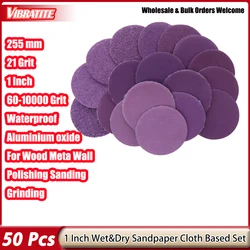 Papier de Verre 1 Pouce 25mm, 50 Pièces, Disque de Meulage, Film, Boucle à Crochet, Support Sec pour Bois et Métal, Finition Automobile, Meulage