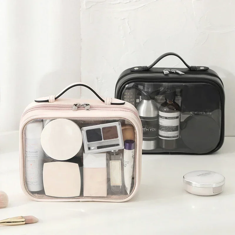 Storage Waterproof Cosmetic Bag Double Layered Makeup Brush Storage Multifunctional Large Capacity Lady Travel Clear Makeup Bags