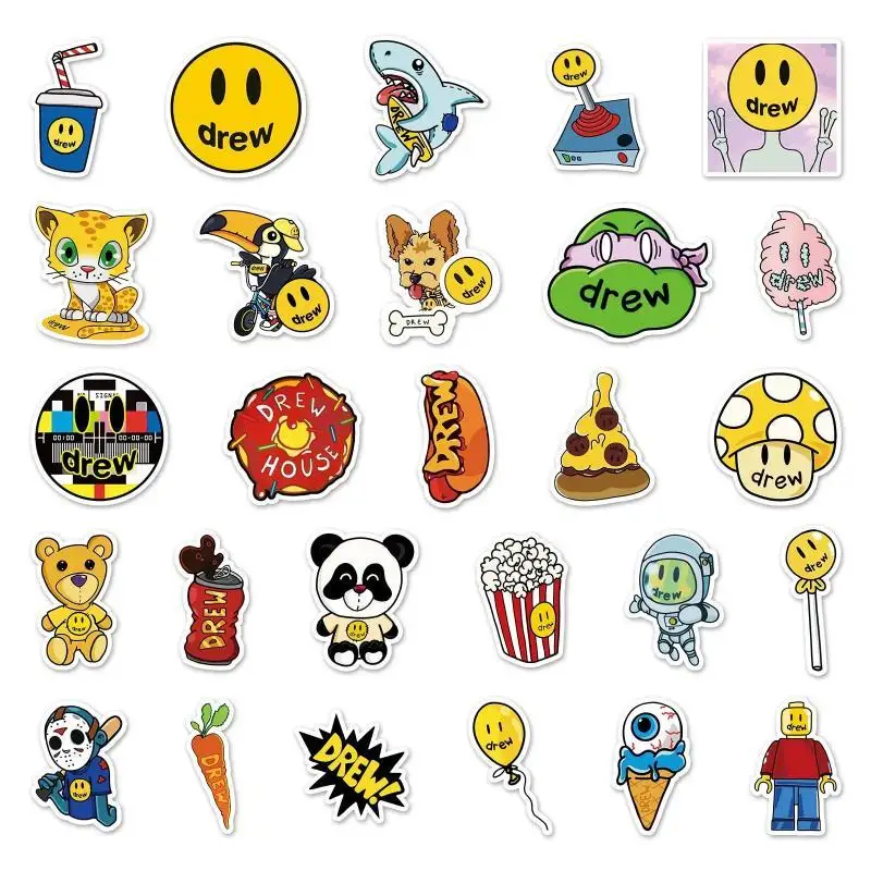 54pcs Cartoon Drew Graffiti Stickers Luggage Laptop Motorcycle Refrigerator Decoration Stickers