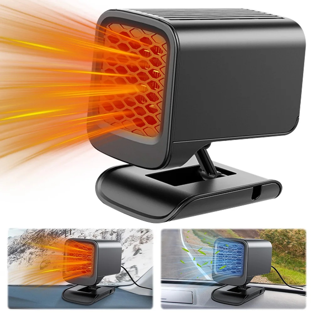 

Портативный автомобильный обогреватель-вентилятор 360 ° Вращающийся автомобильный вентилятор-размораживатель с быстрым нагревом, подключаемый к прикуривателю, для обогрева лобового стекла