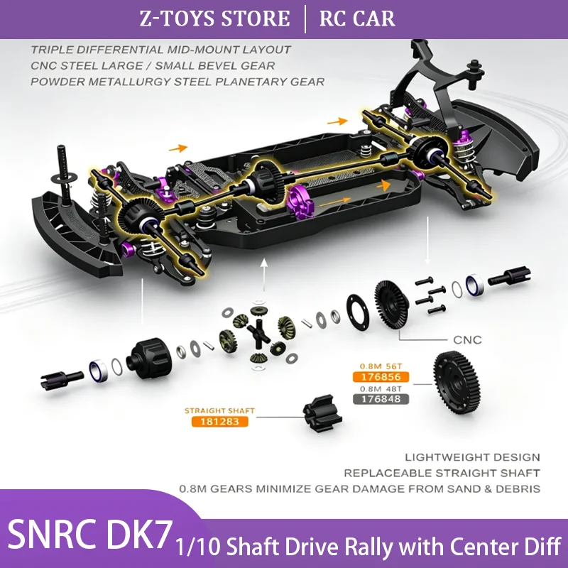 SNRC DK7 1/10 RC Rally Car Shaft Drive 4WD Wheelbase 252‑263 mm Hobby Grade Chassis for Adult  Electric Rally Off‑Road Model Car