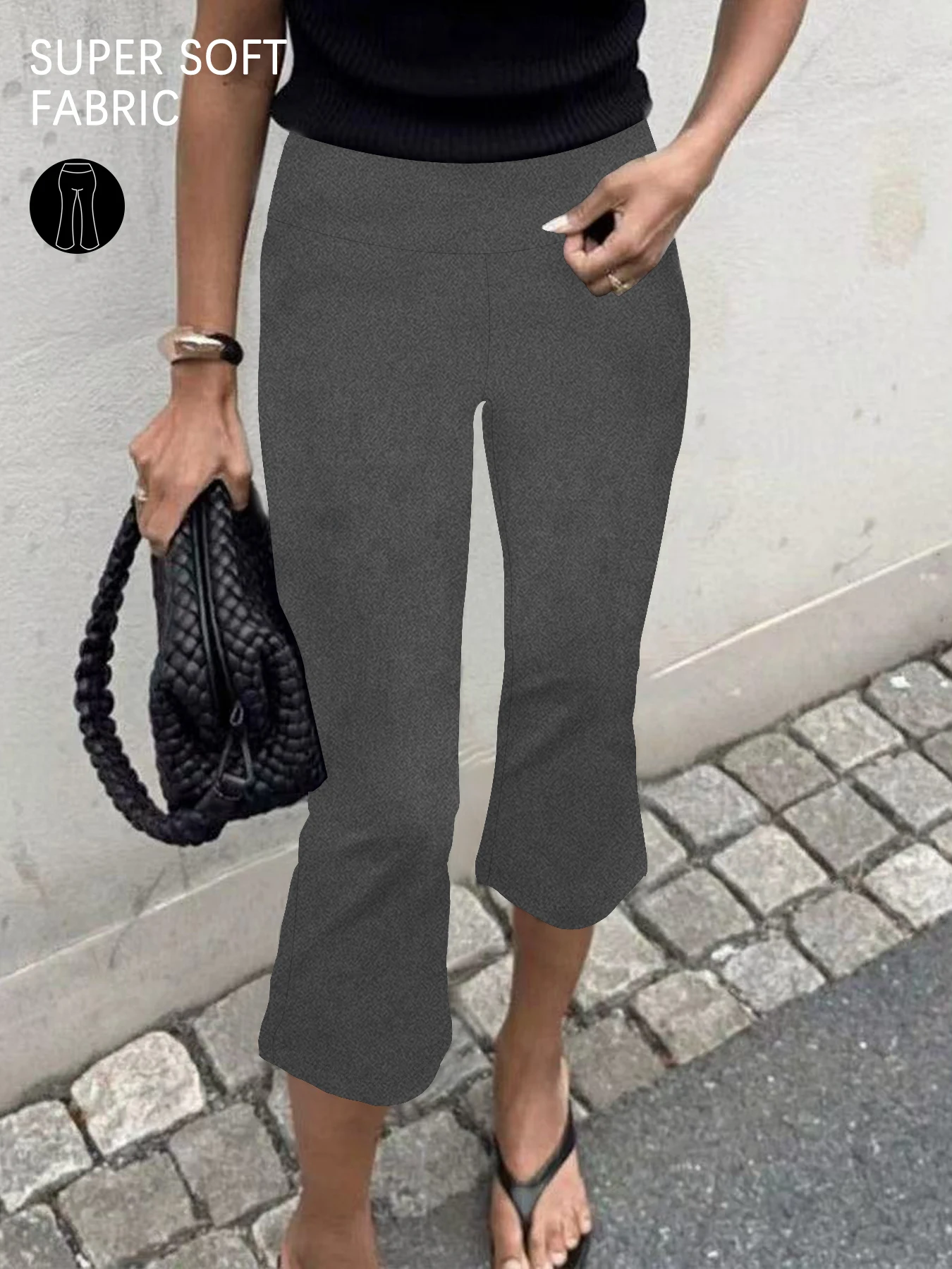 High Waisted Capri Pants For Women,Super Soft Tummy Control Flare Leggings,Workout Running Yoga Athletic Leggings