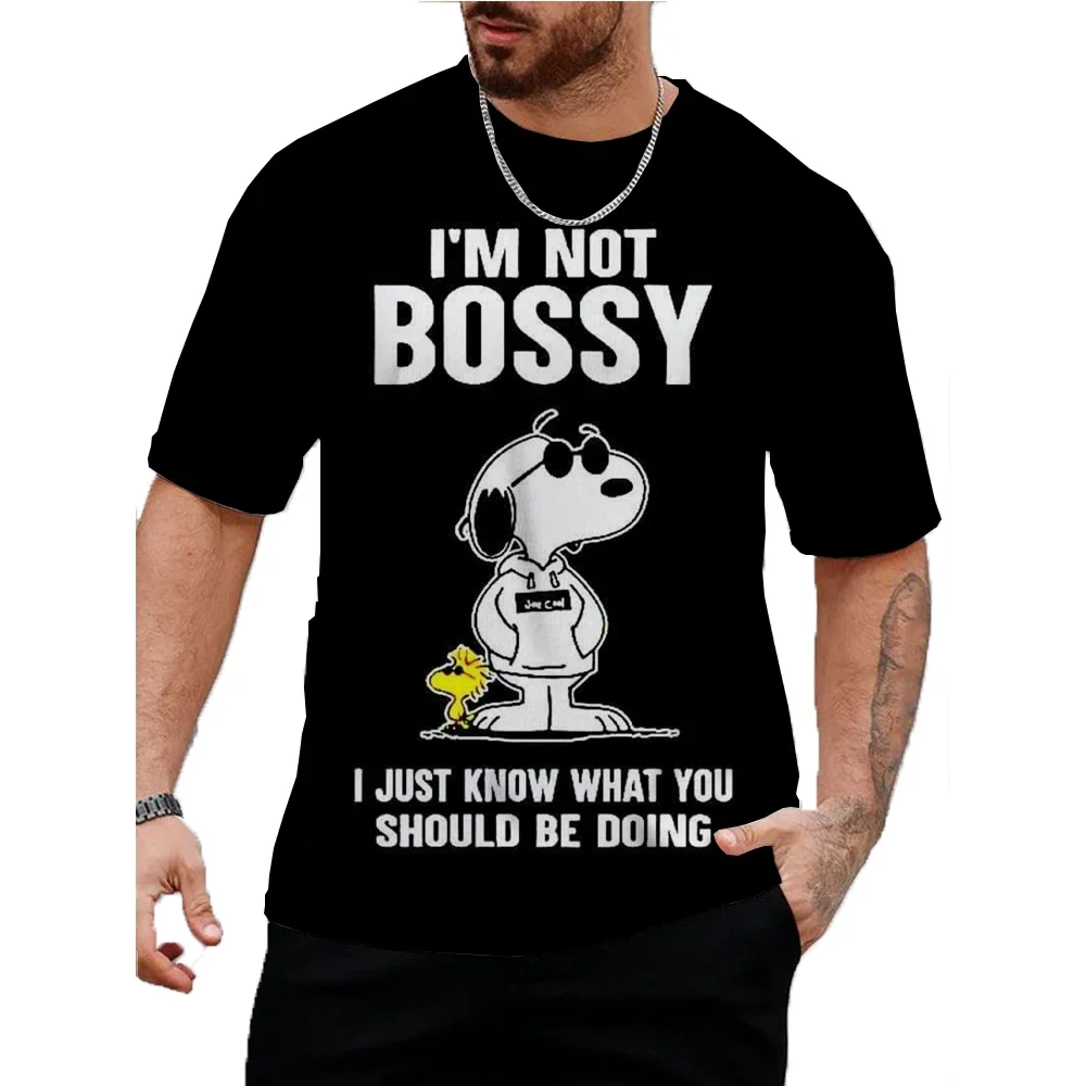 

Snoopy Cute Cartoon 3D Print Sports Fast Dry Breathable T-shirt Casual Street Y2K Adult Baby Parent-child Boy Girl Short Sleeve