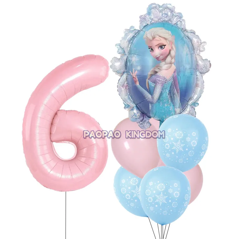 Frozen Birthday Party Decorations Kids Disney Elsa Anna Cartoon Snow Queen Princess Foil Balloons Air Inflatable Globos