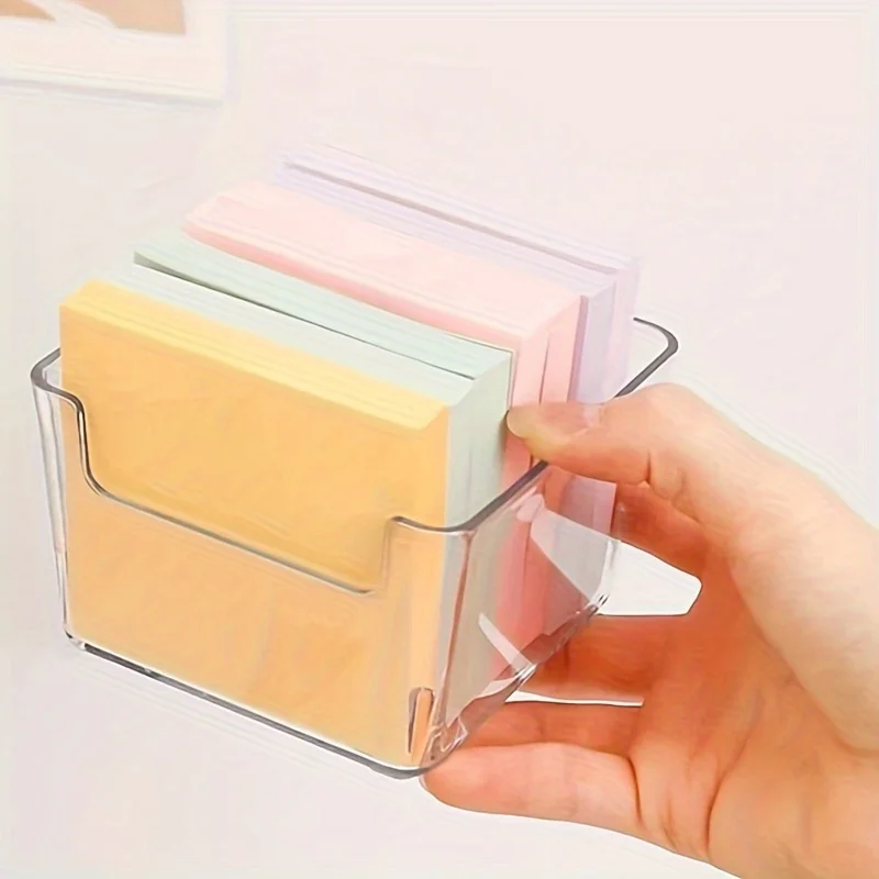 

2pcs/set Transparent Sticky Note Keeper - Durable Plastic, Compact Organizer for Home & Office, Effortlessly Store