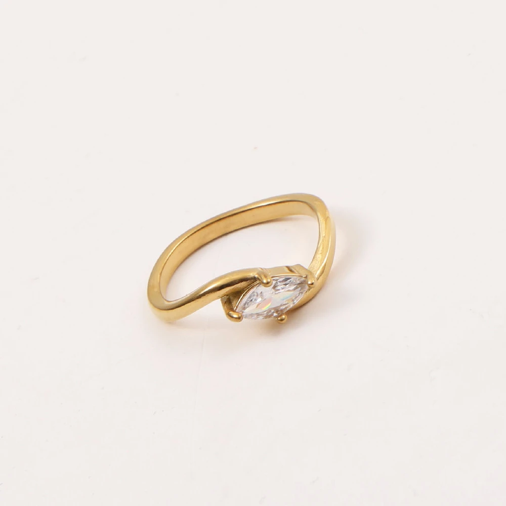 Elegant Mariquesa Cubic Zirconia Ring Gold Plated Titanium Steel MS Ring for Women