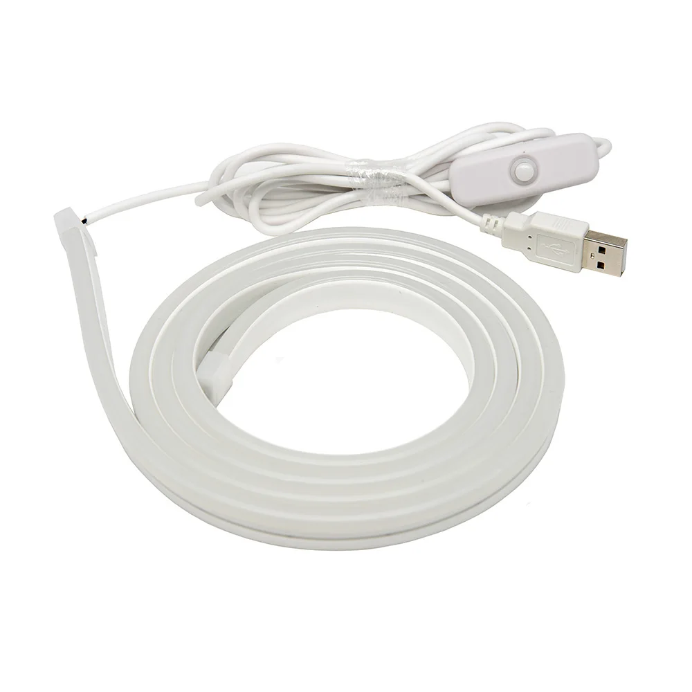 USB LED Neon Light Strip, Regulável, Flexível Neon Sign Tape, Fita LED, Decoração DIY, 2835, 0.5m, 1m, 2m, 3m, 5m, 5V