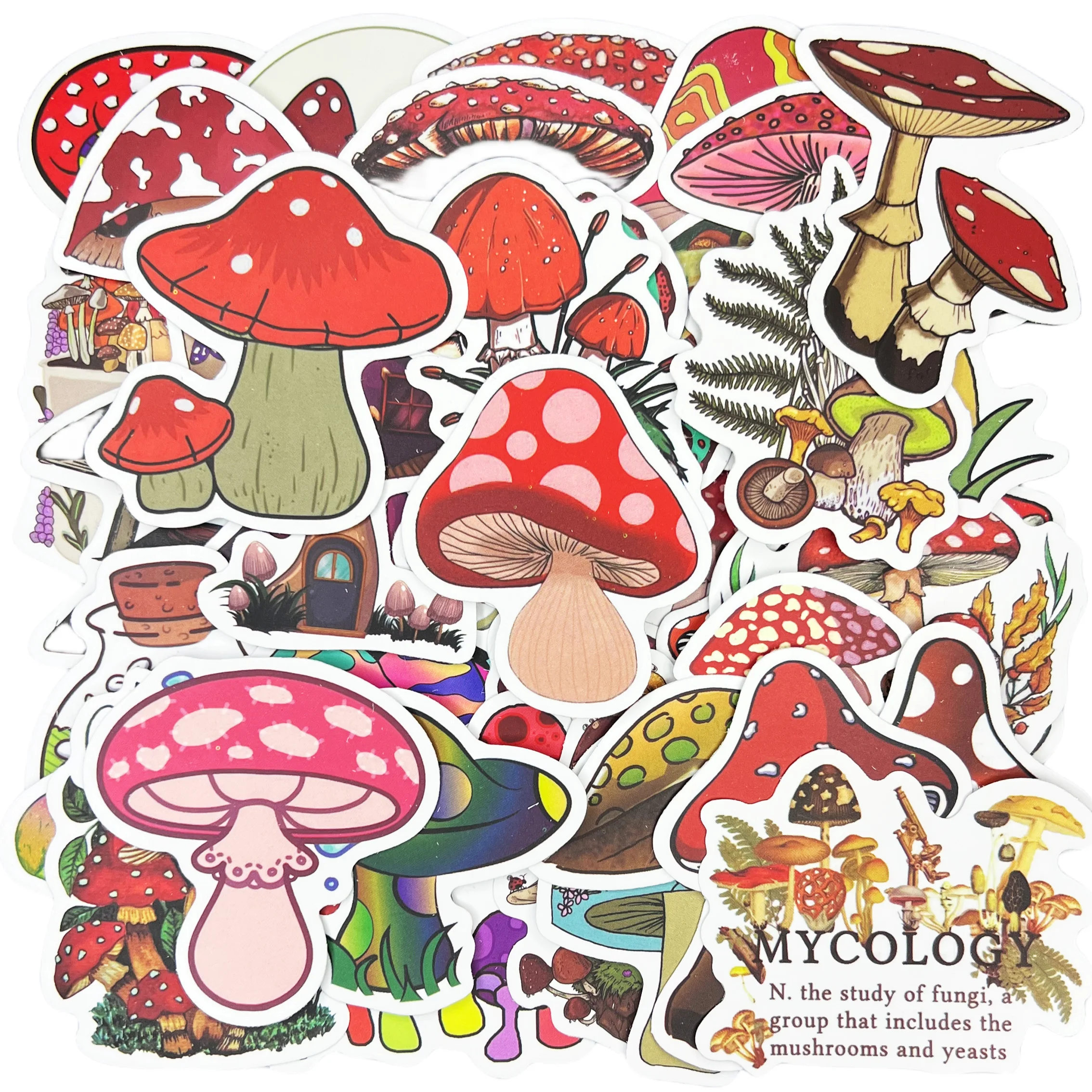 10/30/50Pcs Cartoon Mushroom Waterproof Graffiti Sticker Decorative Luggage Cup Laptop Phone Skateboard Guitar Scrapbook Sticker