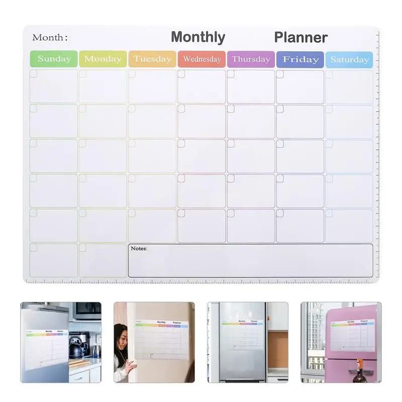 Planner Fridge Magnet Calendar Board Magnetic White Refrigerator Whiteboard Month Planning Message Erasable Calendar Board