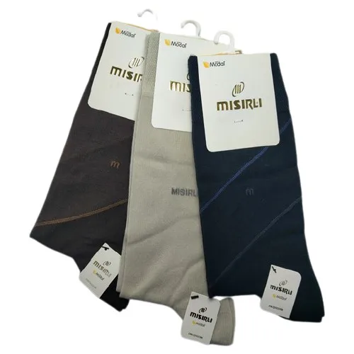 Egyptian Modal 3 Double Seamless Male Socks Coffee, cream, navy blue