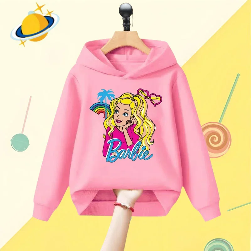 Barbie children\'s hoodie Disney cartoon print Autumn Winter long sleeve sweatshirt Boys girls Kawaii 2 pieces Harajuku anime