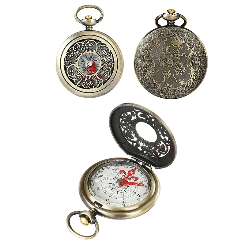 Vintage Bronze Kompass im Taschenuhr-Design für Outdoor, Wandern, Navigation, Bergsteigen, Camping, Tragbarer Klappkompass