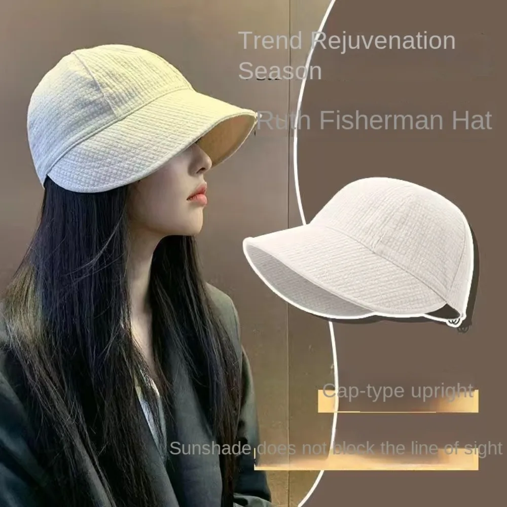 Casual Waffle Sun Hat Foldable Anti-UV Peaked Cap Quick-drying Wide Brim Beach Cap Summer