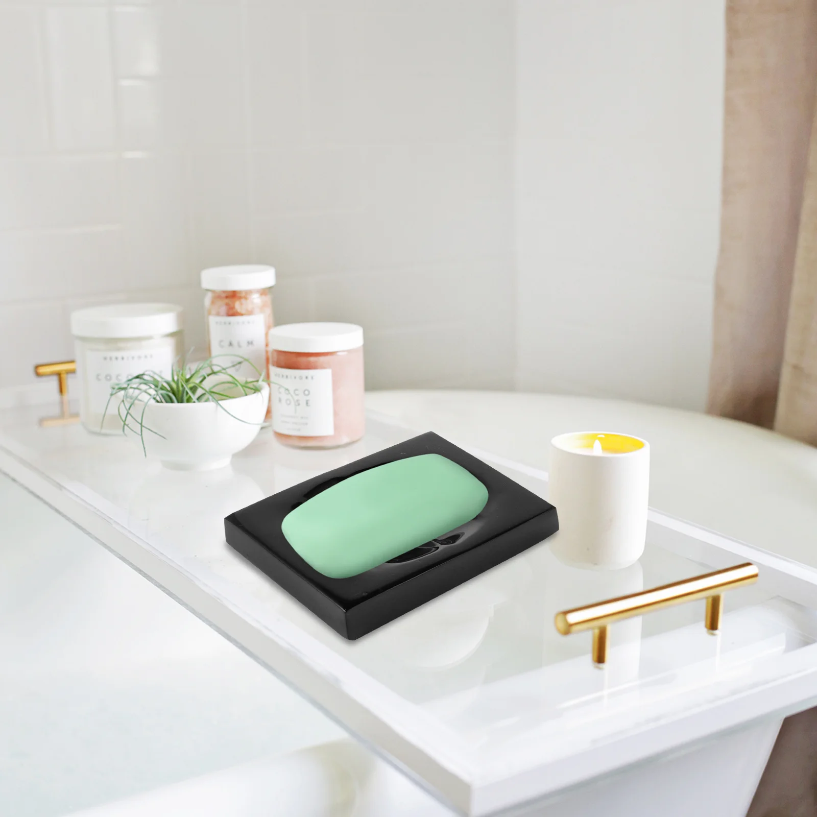 

Waterproof Scratchproof Odorless Resin Soap Dish Tray for Bathroom Toilet Hand Soap Easy Clean Multiuse Kitchen Accessory