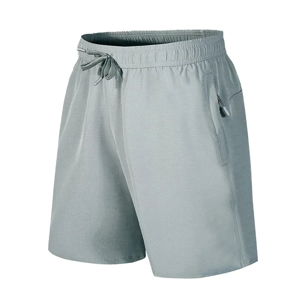 Pantalones cortos informales de seda de hielo para hombre, Shorts de playa para ejercicio al aire libre, de secado rápido para correr, trotar,