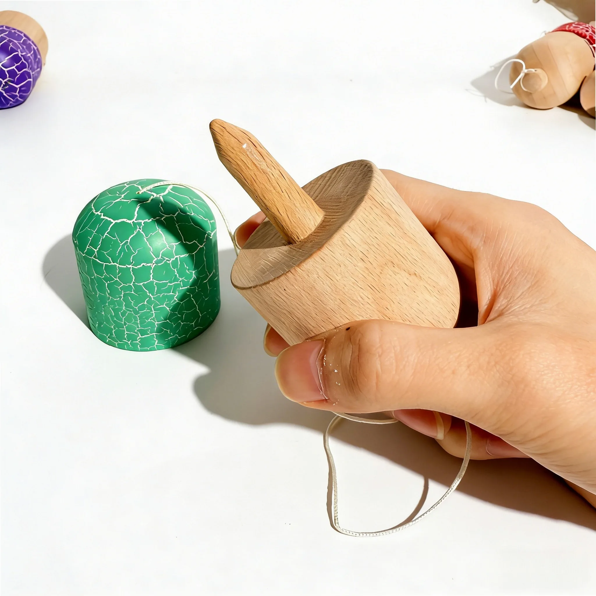Capsule Kendama Sword Ball Set with Cracked & Spare Artificial Jade Coordination Trainer Portable Juggling for Travel