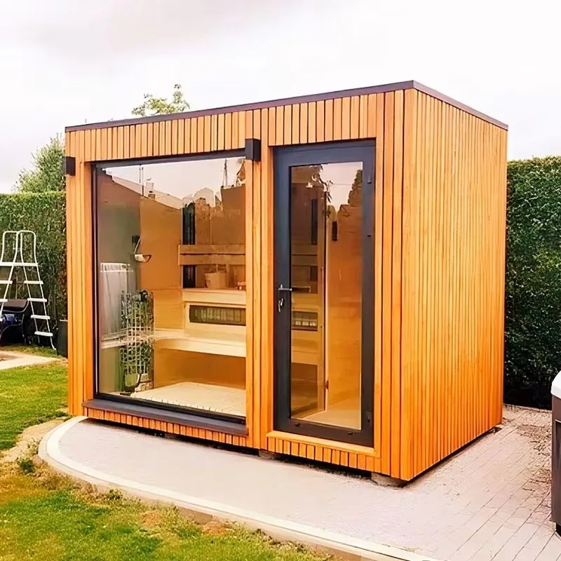 Traditional Modern Outdoor Integrated Shower Sauna Custom 4 Person  Sauna Room with 6KW Electric Heating Element