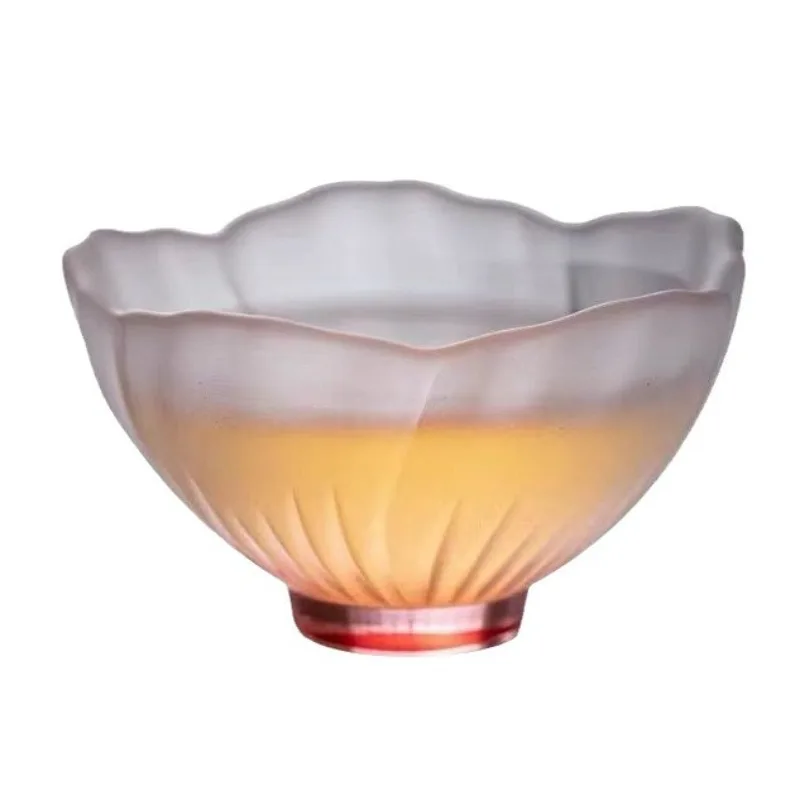 Japanese style pink heat-resistant glass covered bowl, master cup, tea making cup, frosted tea tasting cup, flower tea cup view 5