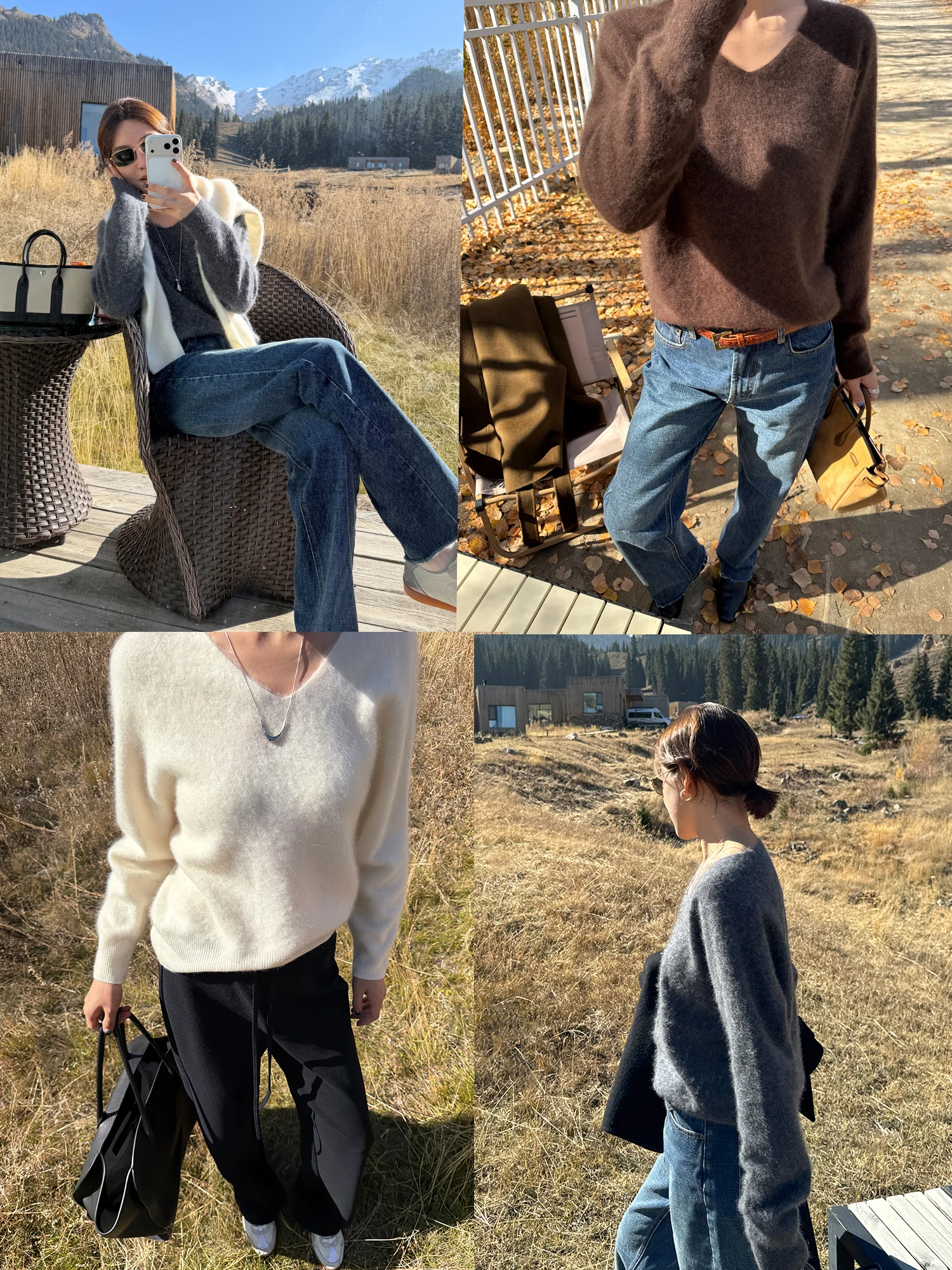 

Women's Camere Sweater V-Ne Knitted Long Sve Warmth Fall Winter New Sle Korean Lazy Sle eep Wool Camere Top
