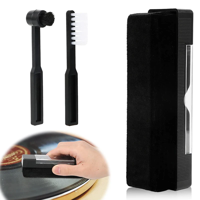 Vinyl Phonograph Cleaner Brush Dust Remover Anti-Static Velvet CD/LP Cleaning Kit Record Brush Set Turntable Player Accessories