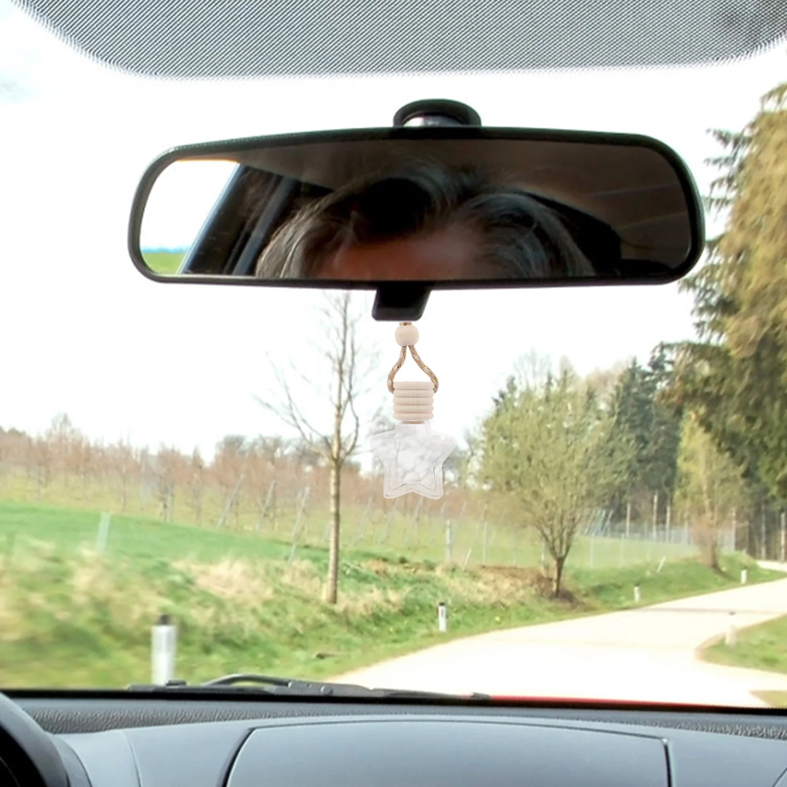 

2Pcs Star Shape Empty Car Perfume Pendant Aromatherapy Glass Bottle Refillable Car Freshener Aromatherapy Glass Bottle