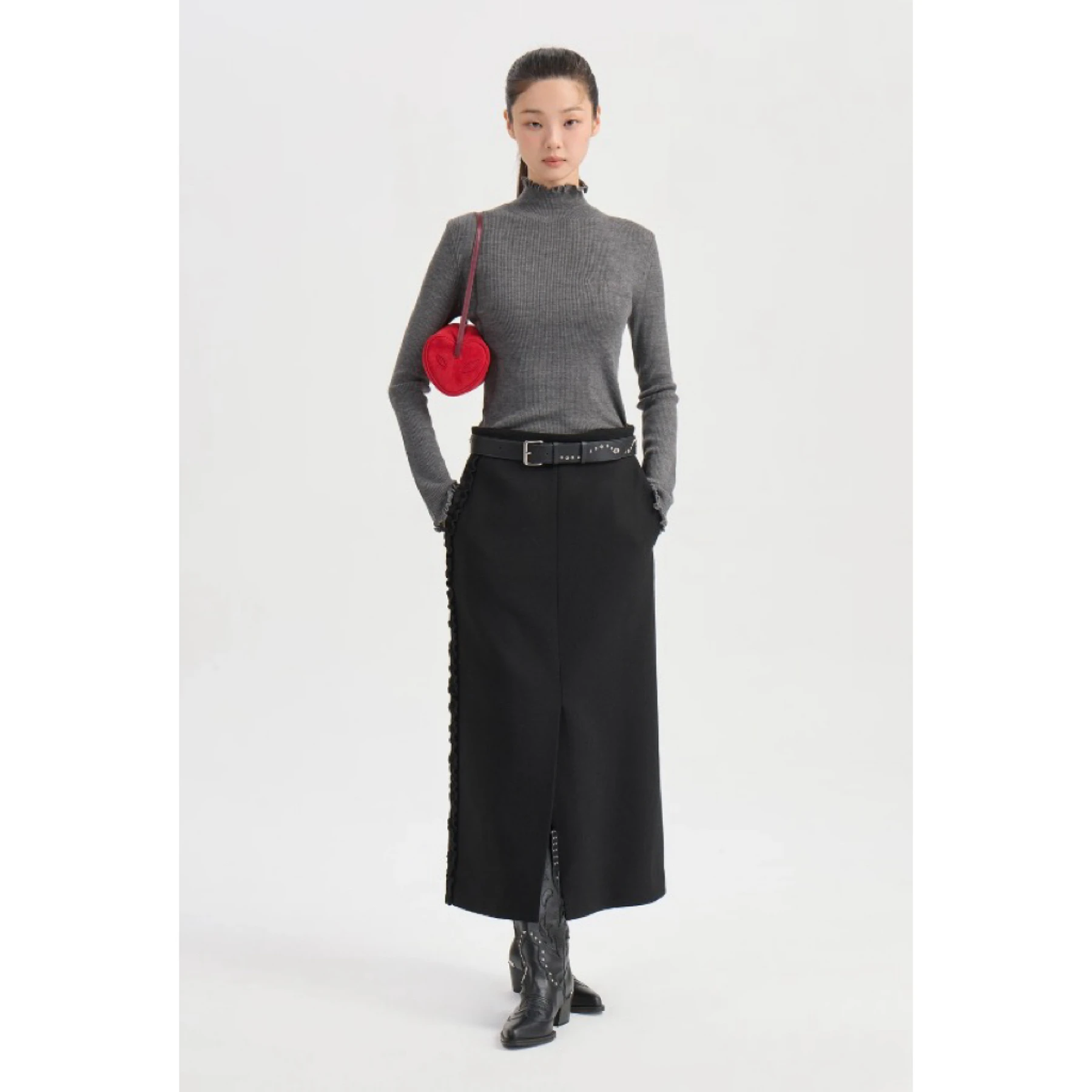 Classic High Collar Slim Fit Elastic Long Sleeve Knitted Sweater Lemon Cheese LUC26 Autumn Four Colors Commute Style Women's ...