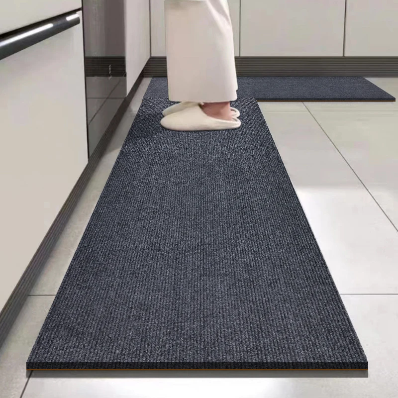 Striped Kitchen Carpet, Simple Red Coffee, Gray Door Mat, Courtyard Durable, Non-Slip Foot Mat, Outdoor Simple, Wear-Resistant