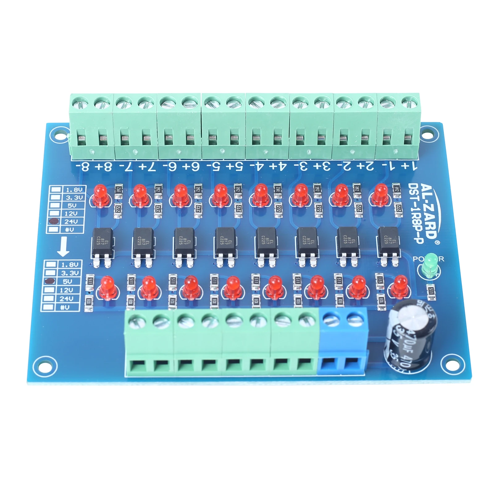 8 Channel Photoelectric Isolation 5V 24V to 24V 5V Level Voltage Converter Board PNP Output PLC Signal Module