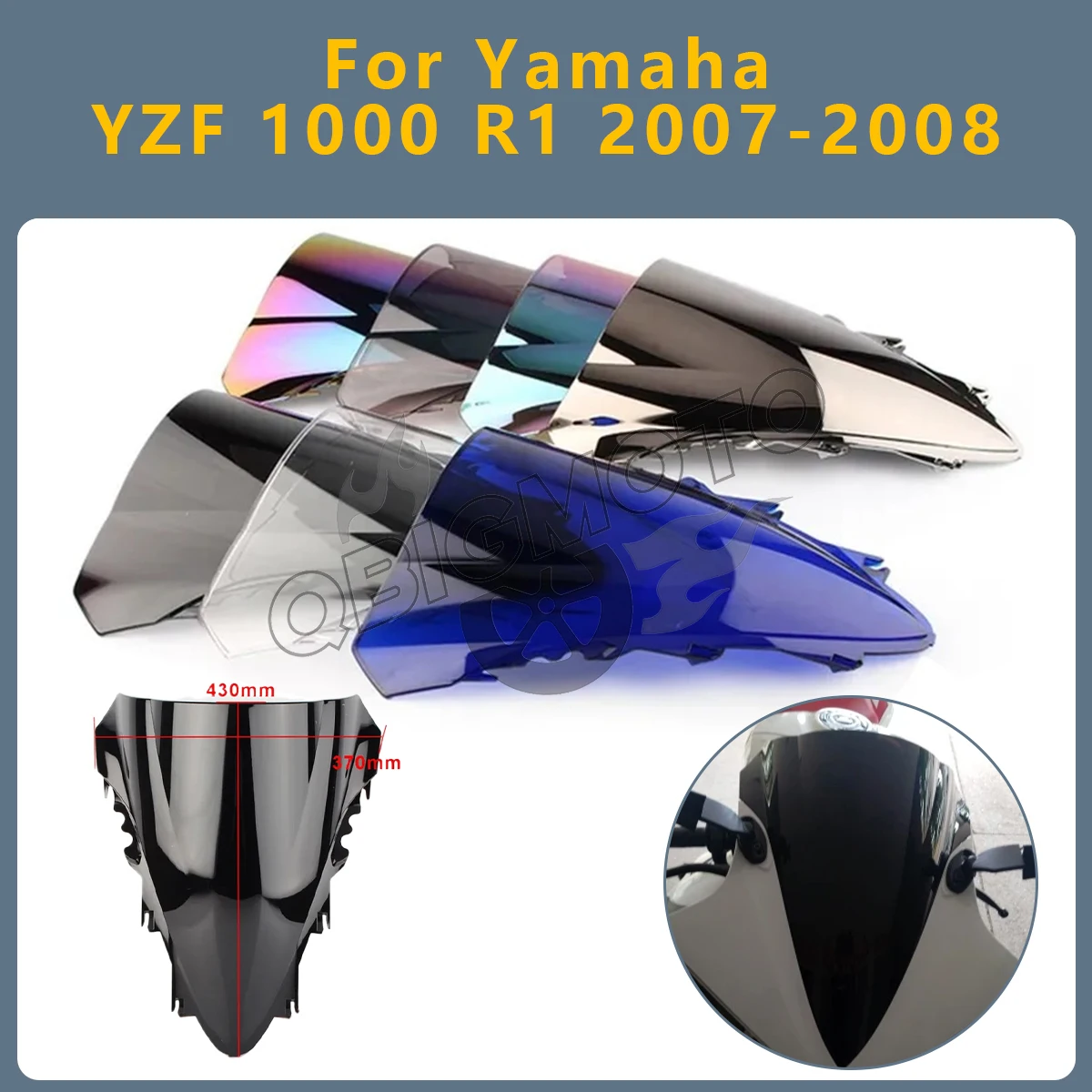 

Motorcycle Windshield WindScreen Screen Deflector Fairing For Yamaha YZF 1000 R1 2008 2007 Double Bubble Protector Wind Screen