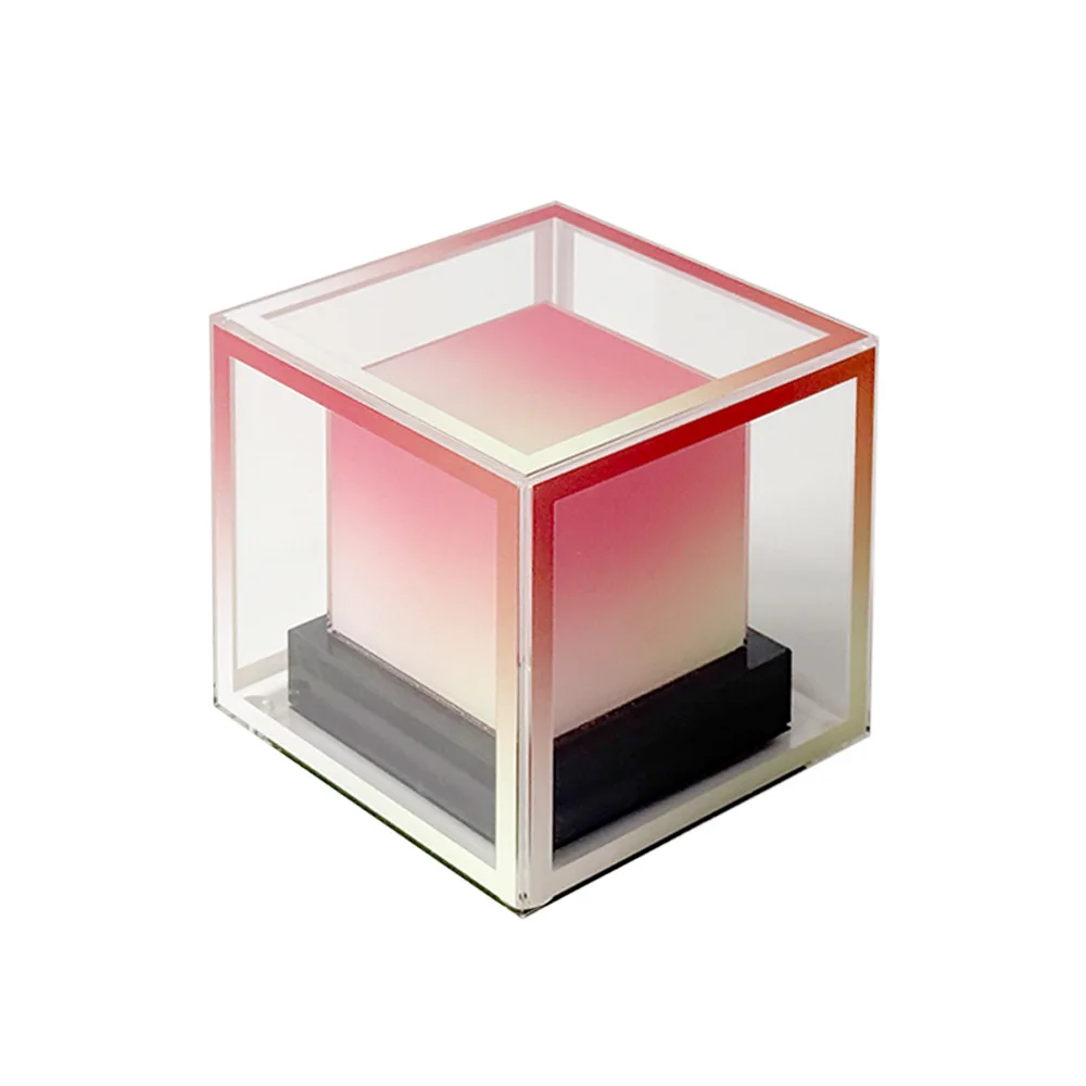 

Acrylic square night light desktop ornament creative toy bedside lamp color three-dimensional lamp holder Qixi Festival gift box