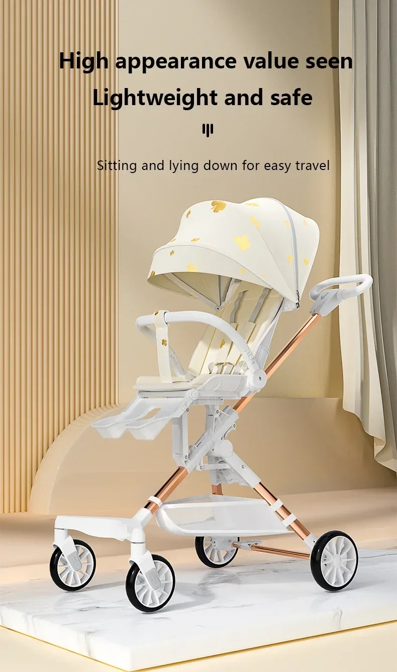 New Baby Stroller with Reclining Single Pole Portable Children's Stroller and Baby Stroller