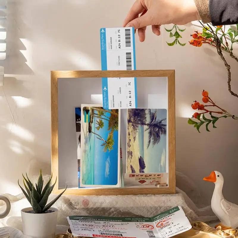 Travel Adventure Archive Box Travel Memories Box Wood Frame Travel Tickets Box Travel Collection Box Top Loading Shadow Keepsake