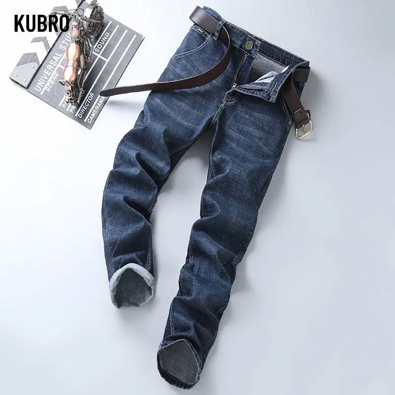 عادية سليم صالح الرجال الجينز مستقيم مطاطا أربعة مواسم العصرية الكلاسيكية سراويل جينز مريحة الرجال السراويل الطويلة المألوف #5