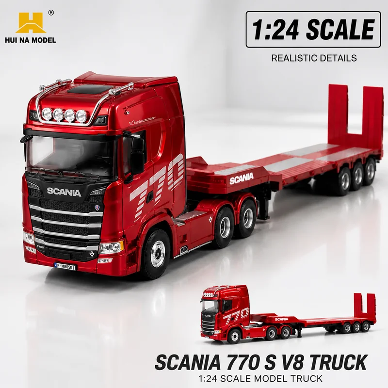 Huina 2026 New Model 1/24 1302A 770s  4wd Rc Alloy Tractor Truck 2.4g Engineering Trailer Truck Model With Light Sound Toy Gifts