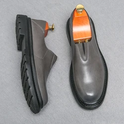 Fashion Men's Leather Shoes Elegant Thick Soled Leather Shoes Men's Business Office Formal Shoes Oxford Shoe Men's Slip-on Shoe