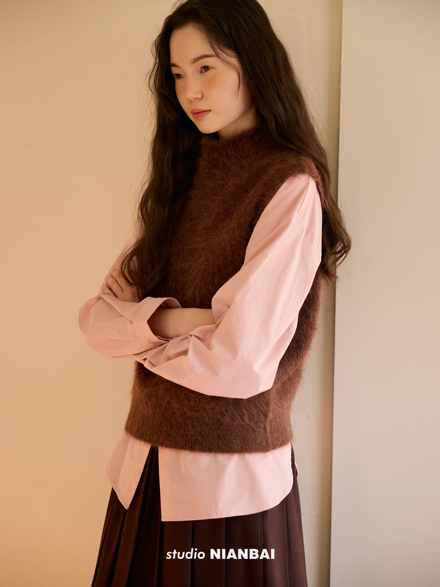 

Soft Skin-friendly Alpaca Wool Knitted f High-ne Vest by Niai Faion Commute Sle Regular Length Single-color Vest