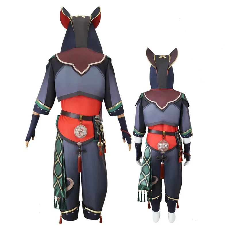 Genshin Impact Liyue Lion Boy Jiaming Cosplay Set: Full Costume, Wig, Shoes & Props for Roleplay | Authentic Game Character Repl