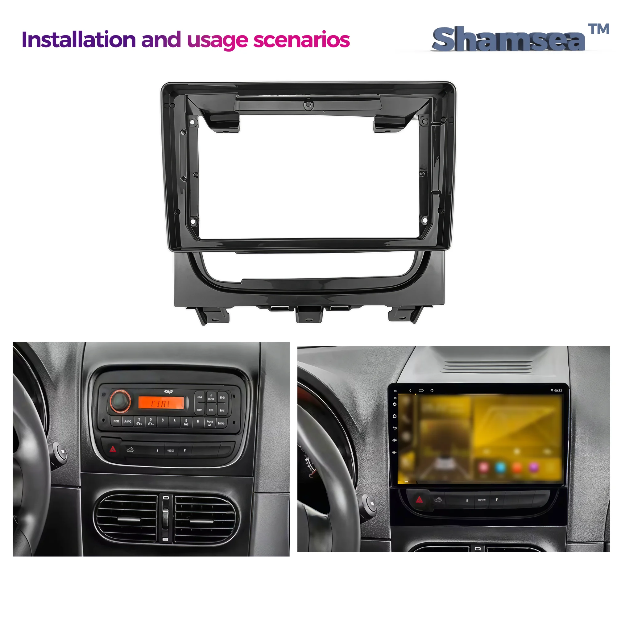 9 Inch Double Din Car Stereo Radio Fascia Frame Dash Kit for  Fiat Strada 278 Idea 350 Palio 178 Siena 178 2012-2016 Panel Bezel