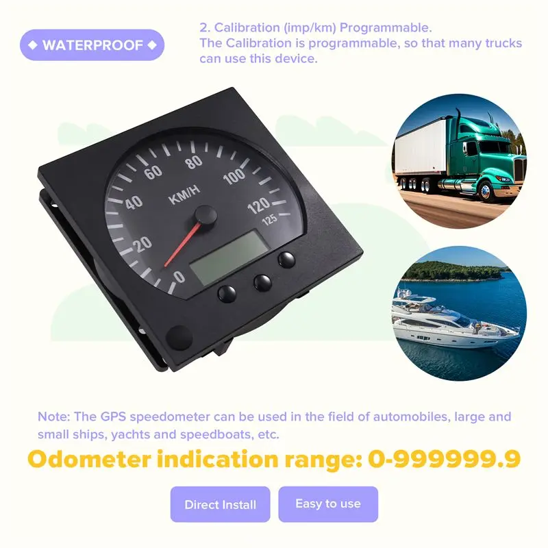 Newest Universal 140Mm Truck Speedometer Odometer 0-125Km/H 9-36V With Backlight Diameter