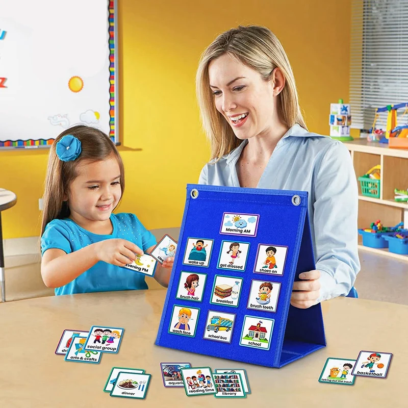 Visual Schedule For Kids Daily Routine Chart With 70 Cards Calendar Pocket Autism Learning Behavioral Tool For School