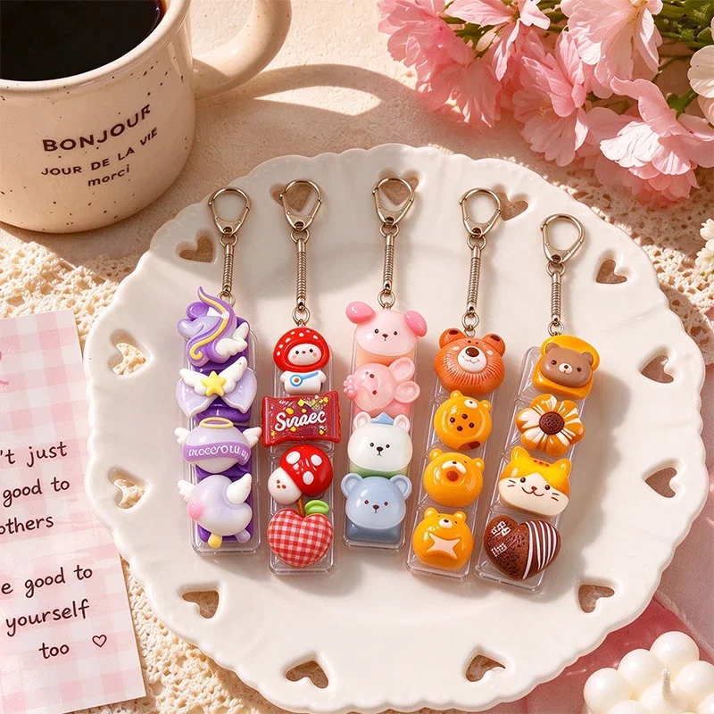 Mini Pressable Mechanical Keycap Fidget Toy Cartoon Decor Clicking Sound ASMR Keychain Pocket Calming Anxiety Toy for Adult Gift