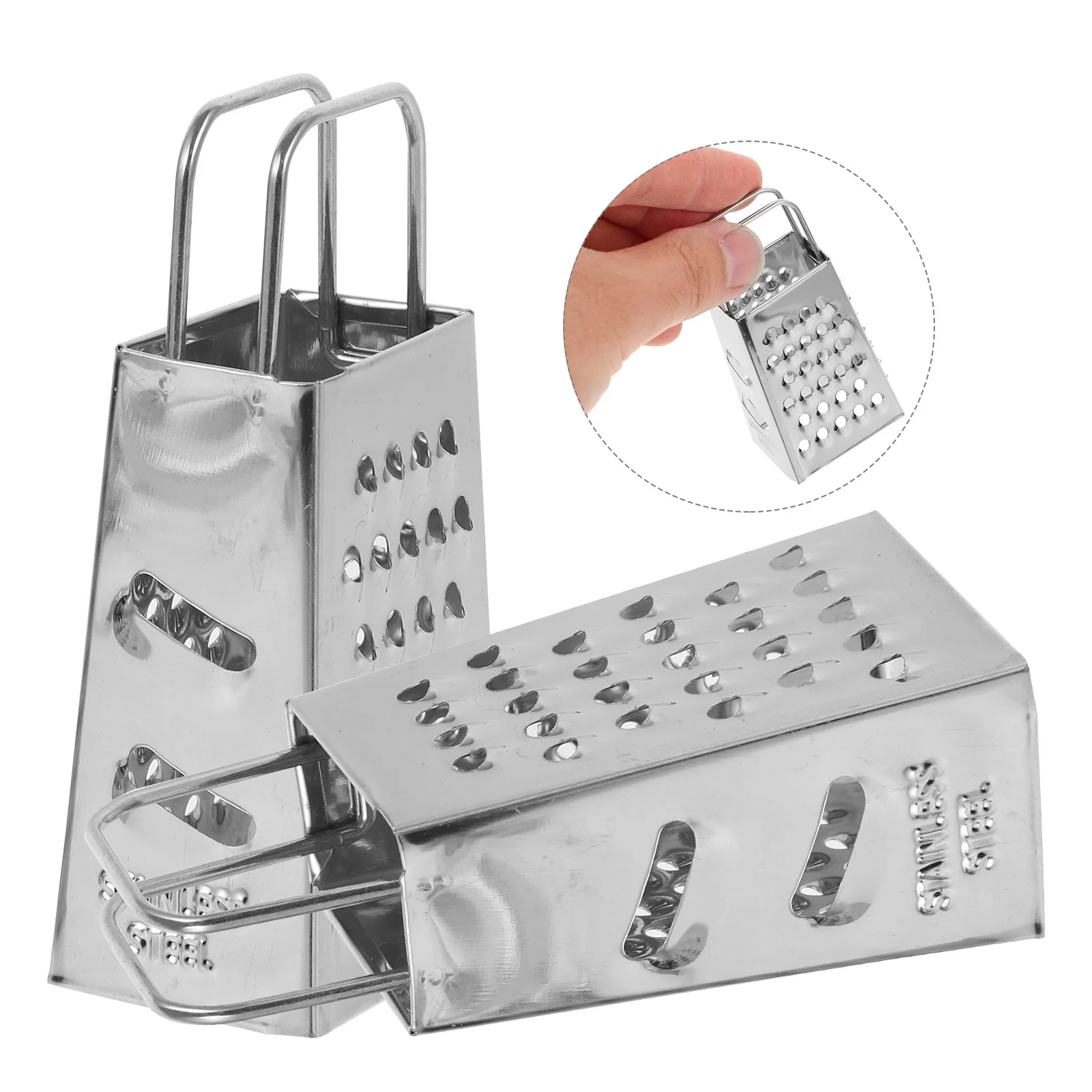 

4pcs Stainless Steel 4-Side Grater Manual Cheese Garlic Grating Tool For Home Kitchen Camping Bbq Lightweight Metal