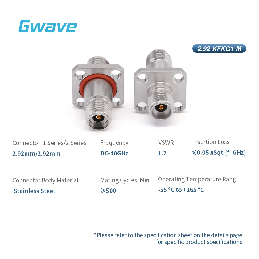 High Frequency Millimeter Wave 2.92mm Female to 2.92mm Female Adapter 4-Hole Flange Through-Wall 7mm DC 40GHz RF Adapters